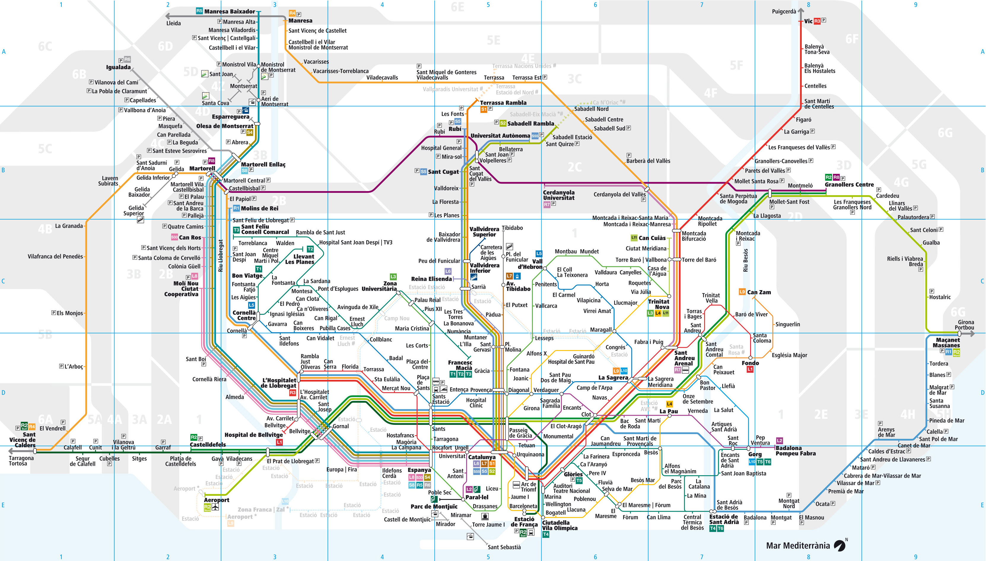 Sin cabeza Guardia Normalmente Mapa y plano de Rodalies de Barcelona : estaciones y lineas