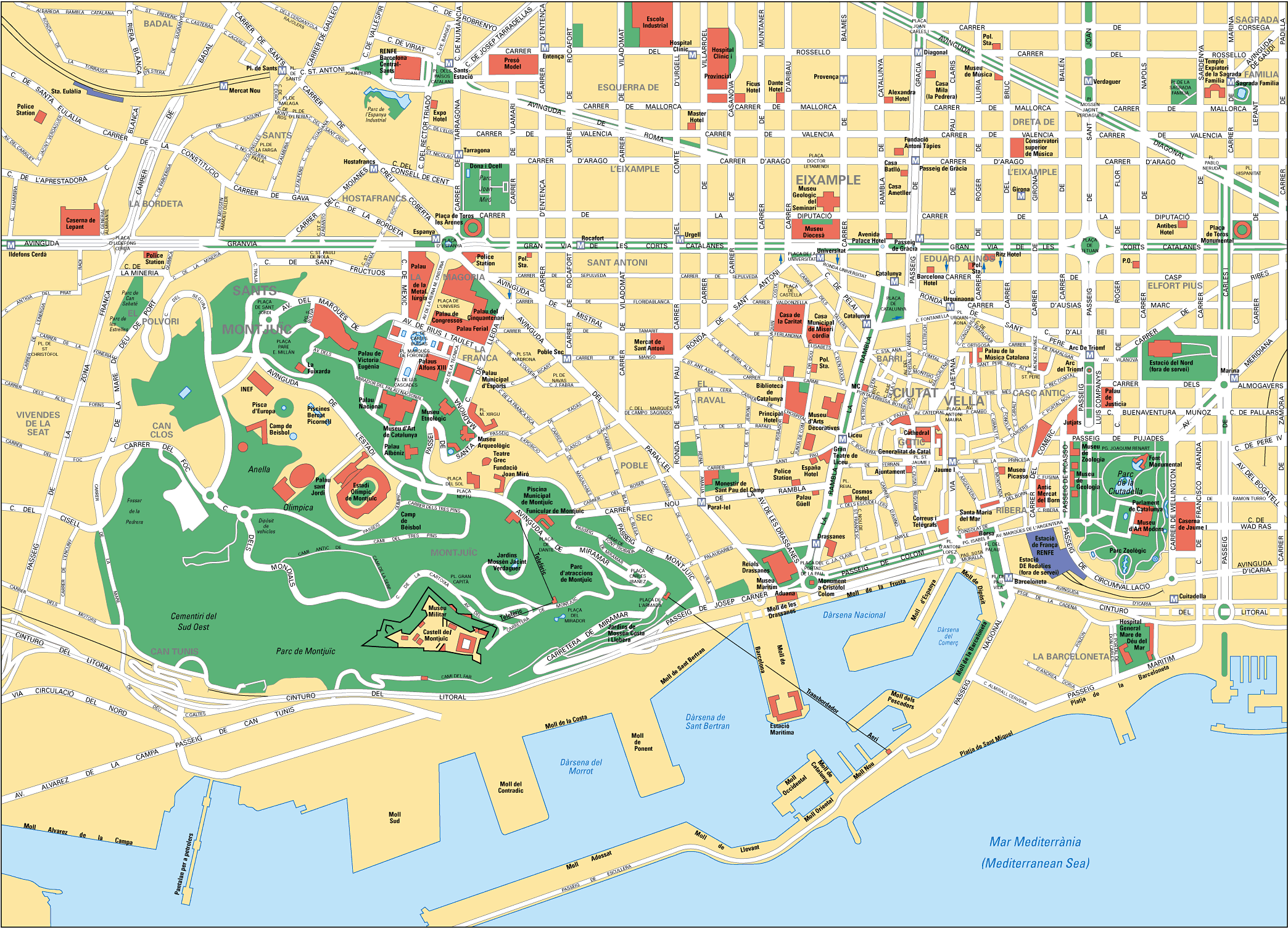 mapa turístic barcelona Plano y mapa turistico de Barcelona : monumentos y tours