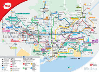 Plano de la red TMB de metro de Barcelona